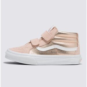 VANS Kids Sk8-Mid Reissue V Metallic Shoe ROSE GOLD SIZE 2.5
